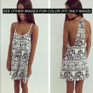 Black & White Elephant Print Dress with Open back